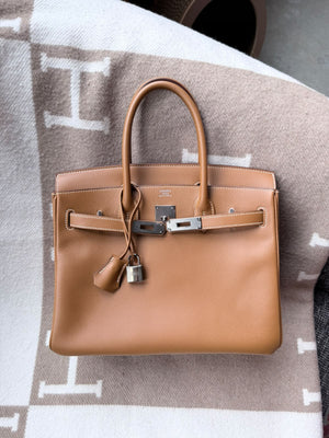 Hermes Birkin 30 Retourne in Gold Epsom Palladium hardware
