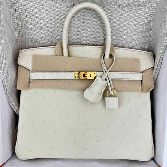 Hermes Birkin 25 Beton Ostrich Gold hardware