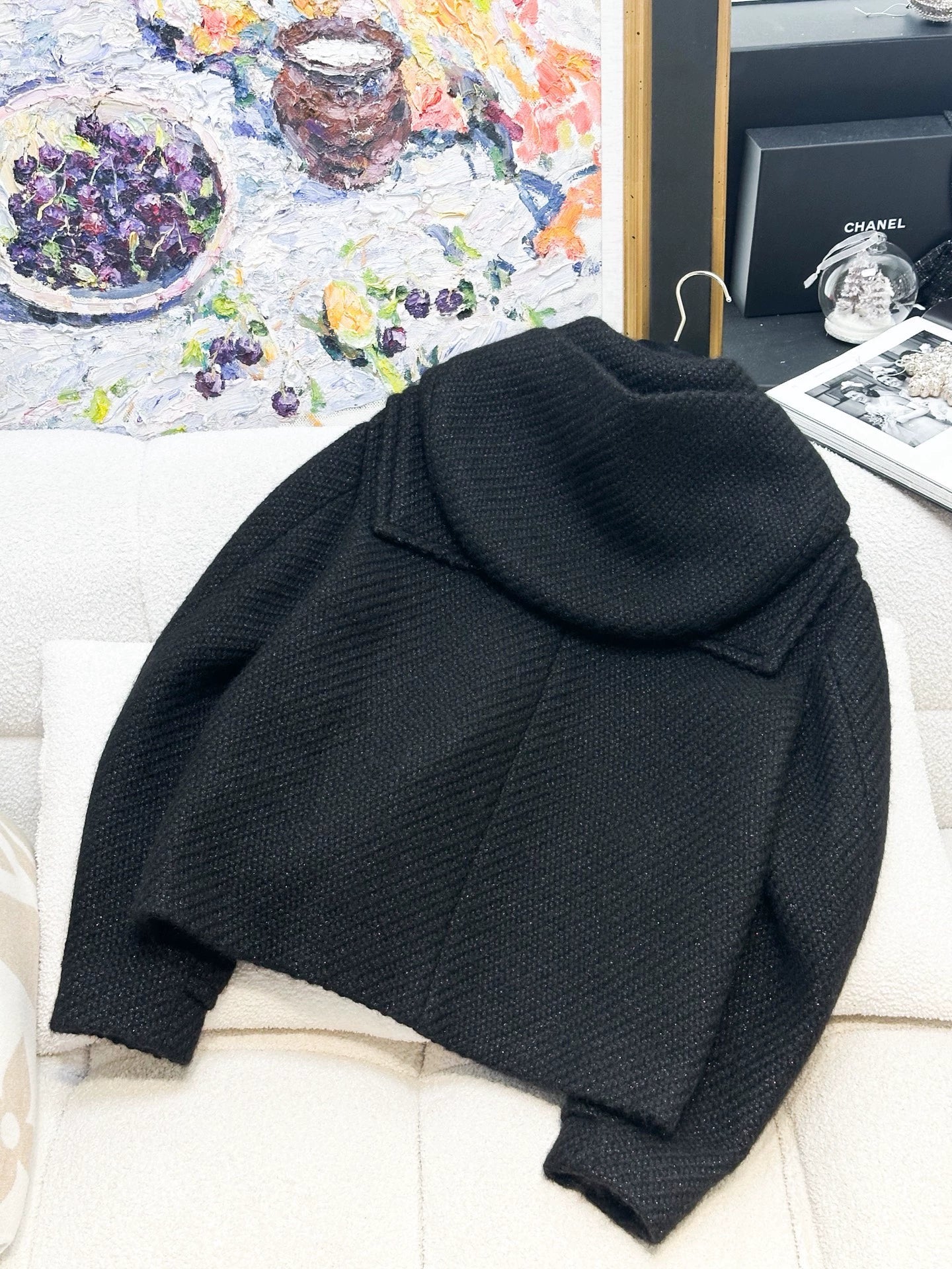 Chanel 21B black tweed coat