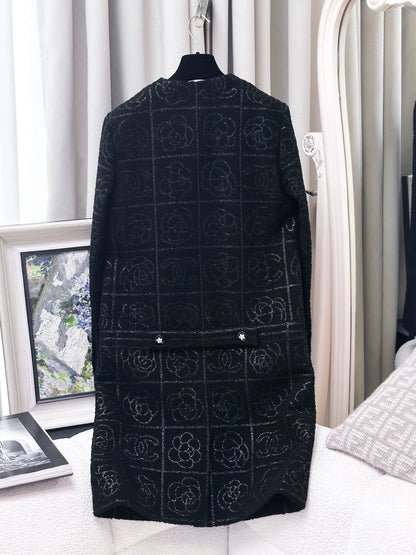 Chanel 23K black camellia coat