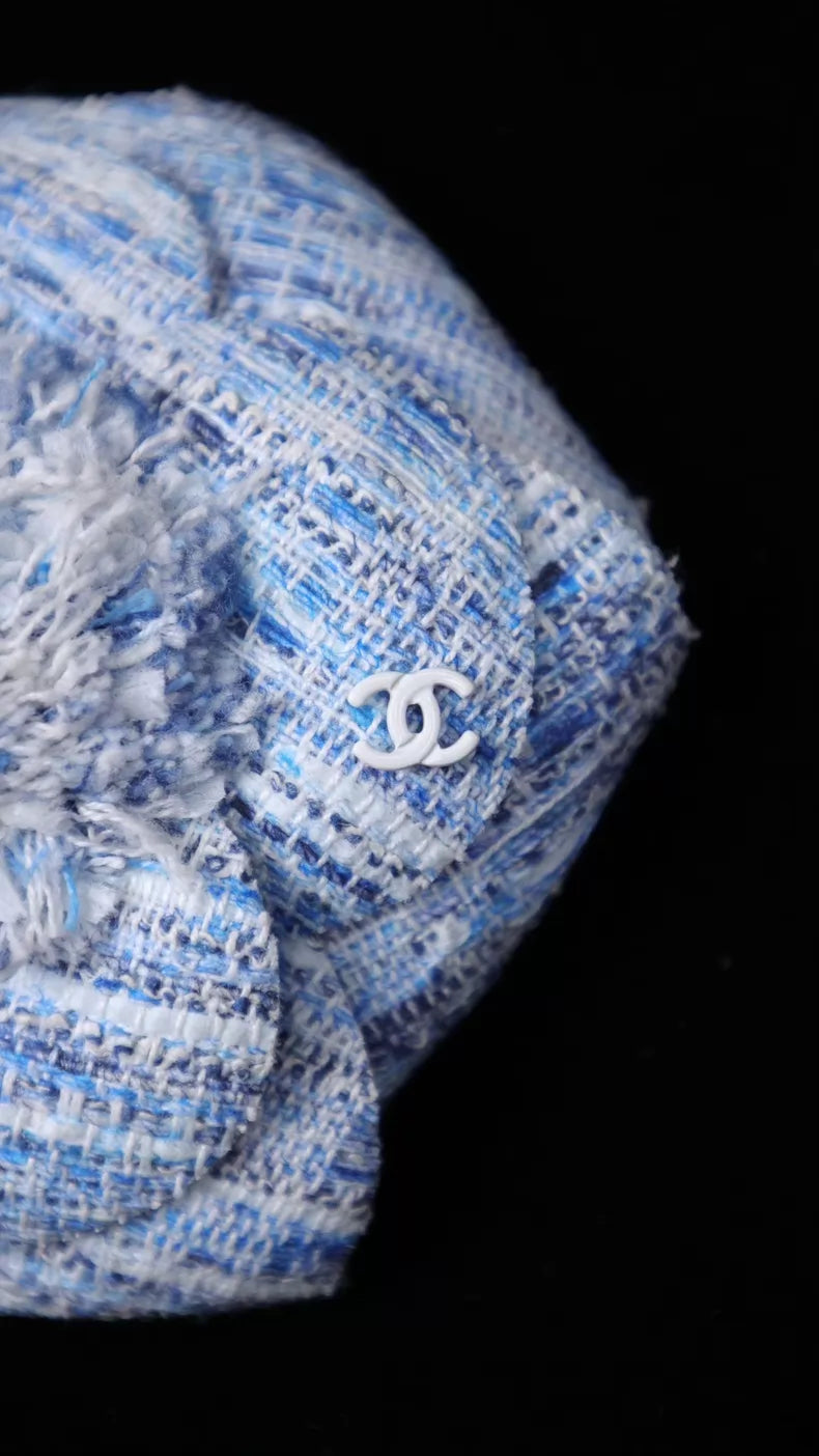Chanel 15 Blue Tweed Brooch