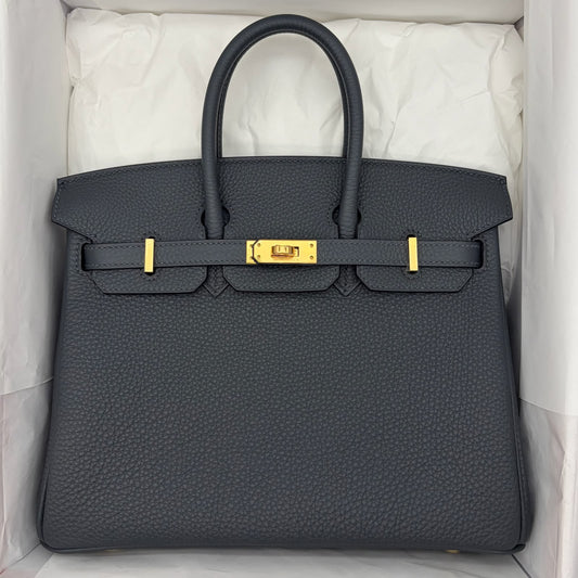 Hermes Birkin 25 Gris Misty Togo Gold hardware