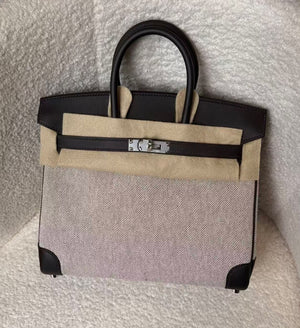 Hermes Birkin 25 toile Bai brun Palladium hardware