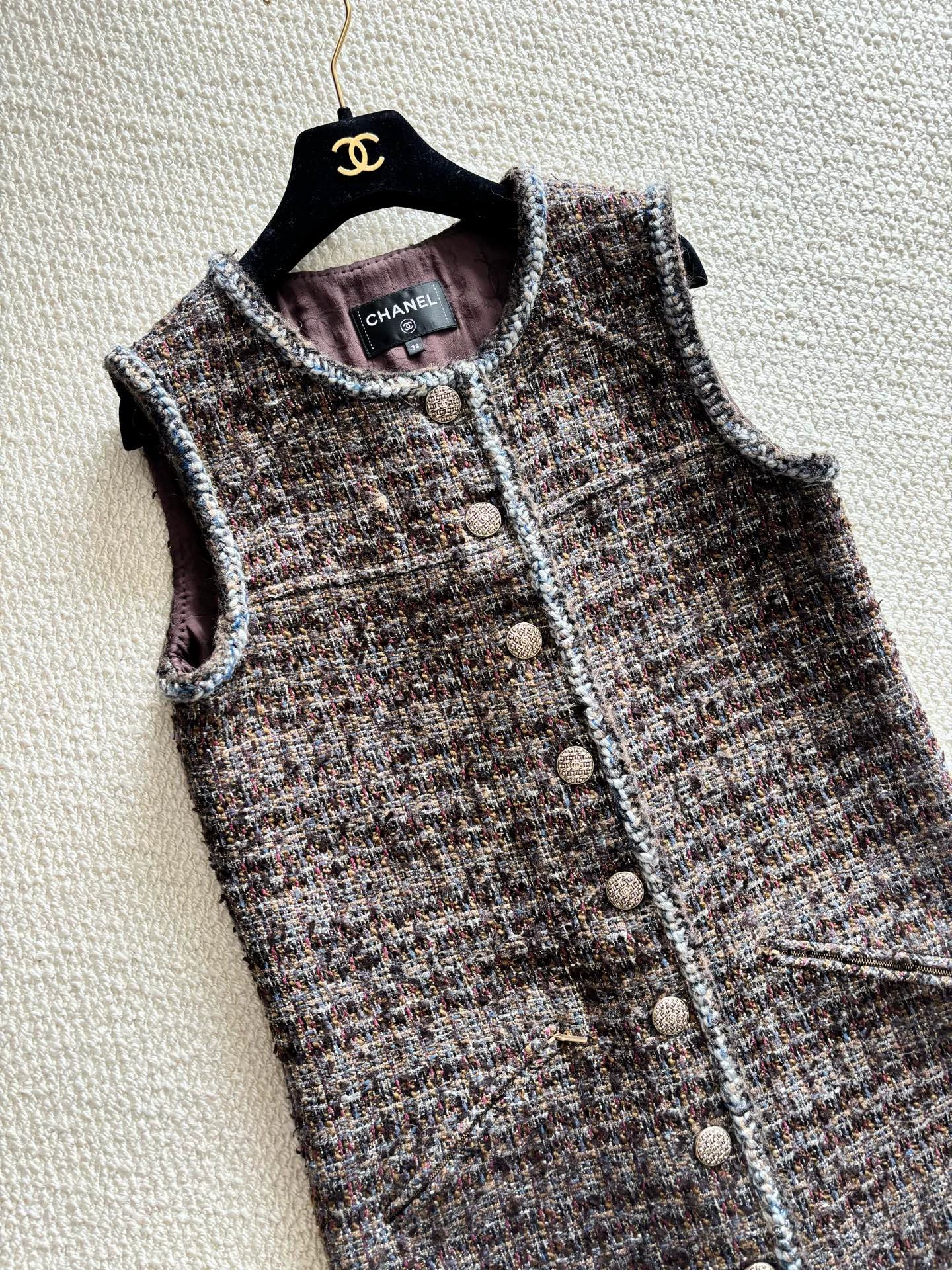 Chanel 18K Forest Long Tweed Vest