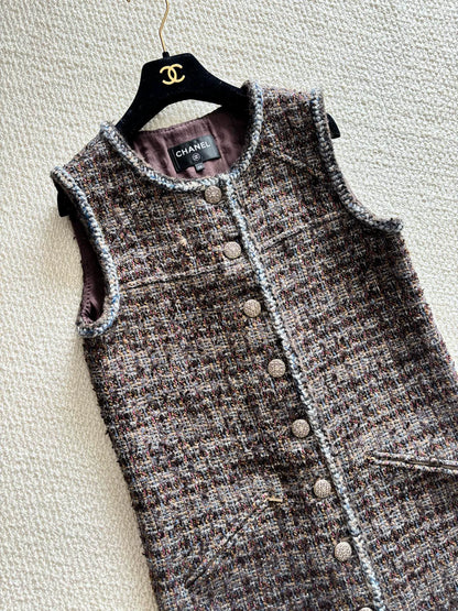 Chanel 18K Forest Long Tweed Vest