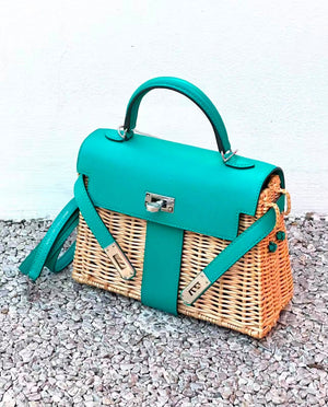 Hermes Mini Kelly 20 Picnic Vert Verone Swift & Osier Palladium hardware