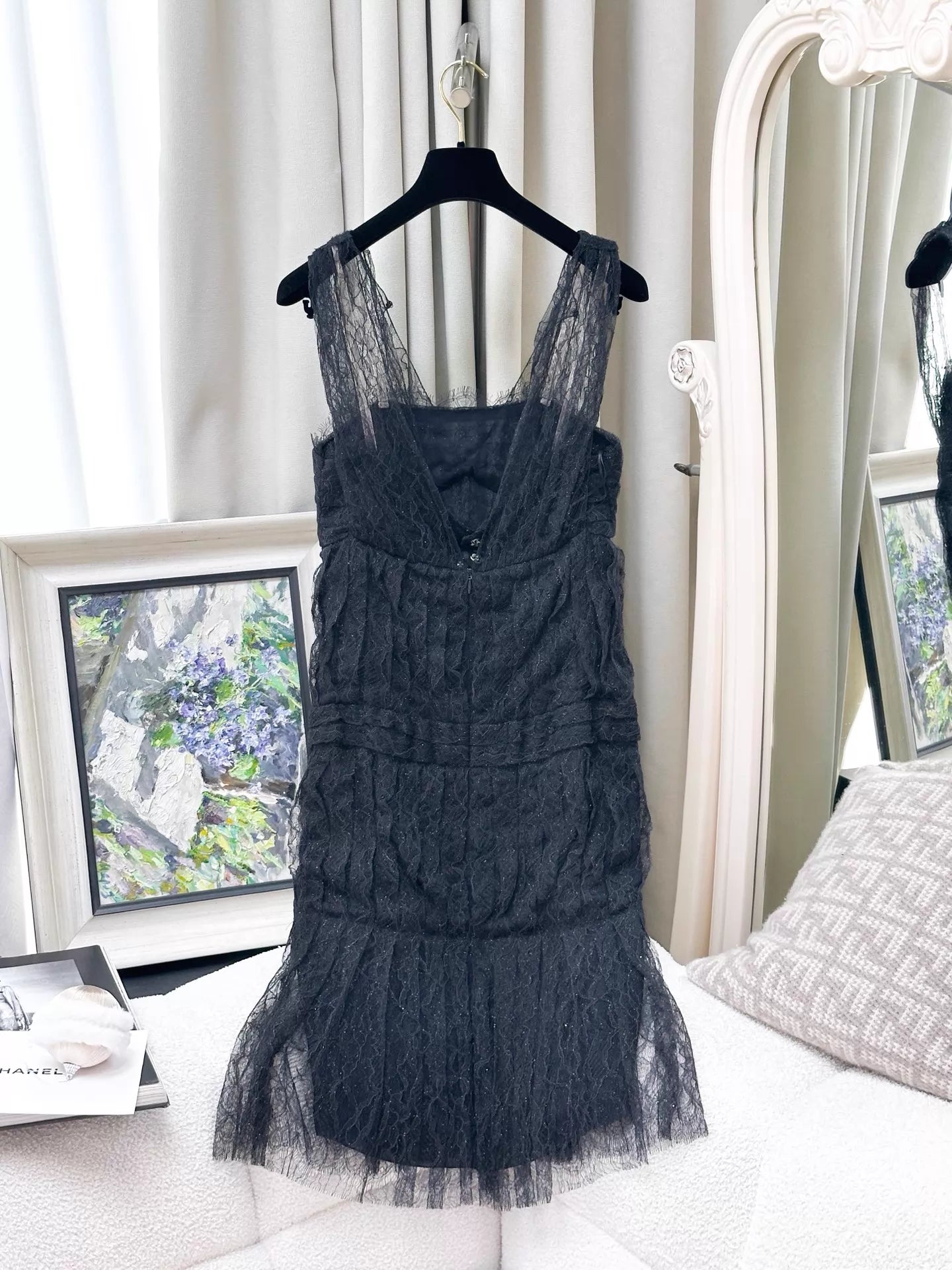 Chanel black lace dress