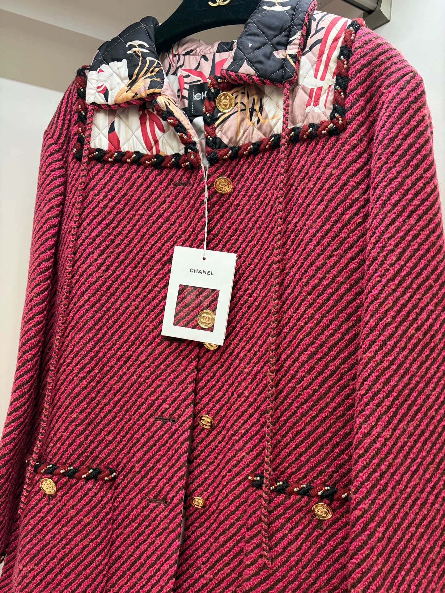 Chanel 23A fuchsia tweed coat