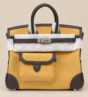 Hermes Birkin 25 Cargo Dune Goeland Canvas & Vert Loden Swift Palladium hardware