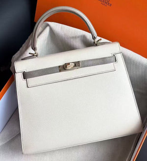 Hermes Kelly 25 HSS Craie x Gris asphalt Epsom gold hardware