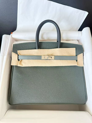 Hermes Birkin 25 Tricolor Vert Mangrove/ Vert Amande/ Black Epsom Palladium hardware