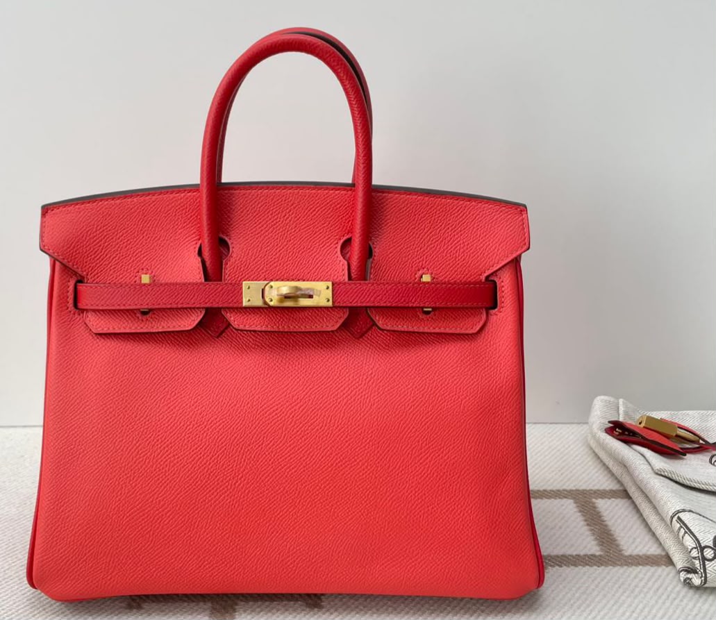 Hermes Birkin 25 Rose Jaipur / Feu Epsom Gold hardware