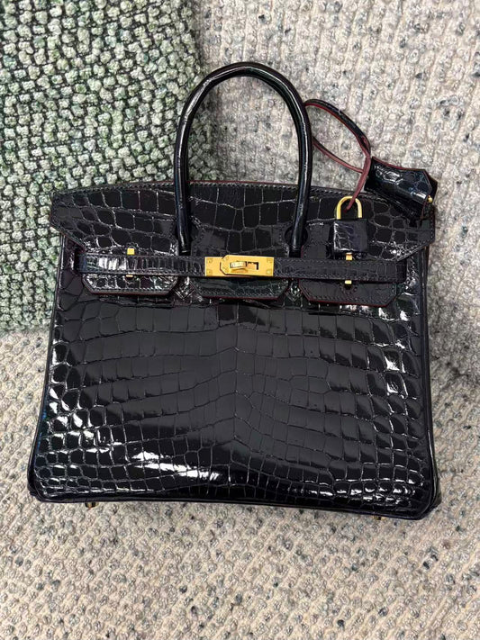 Hermes Birkin 25 contour blue marine shiny niloticus gold hardware
