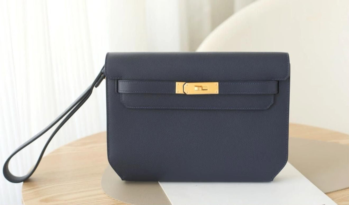 Hermes Kelly Depeches Bleu Nuit Togo gold hardware