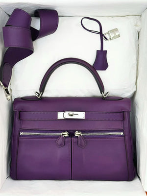 Hermes Kelly 28 Lakis in anemone palladium hardware