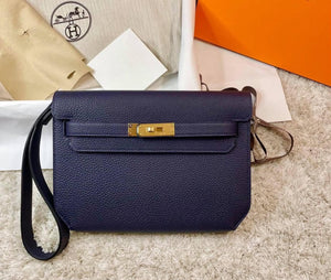 Hermes Kelly Depeches Blue Nuit Togo Gold hardware