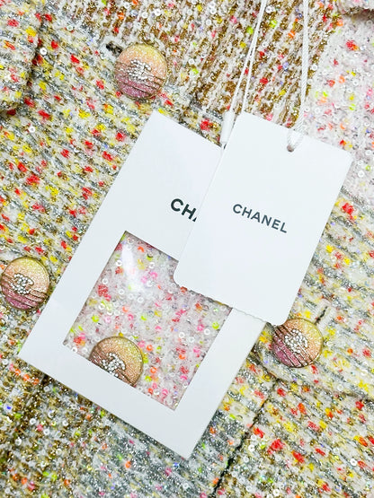 Chanel 24C gold multicolore tweed jacket