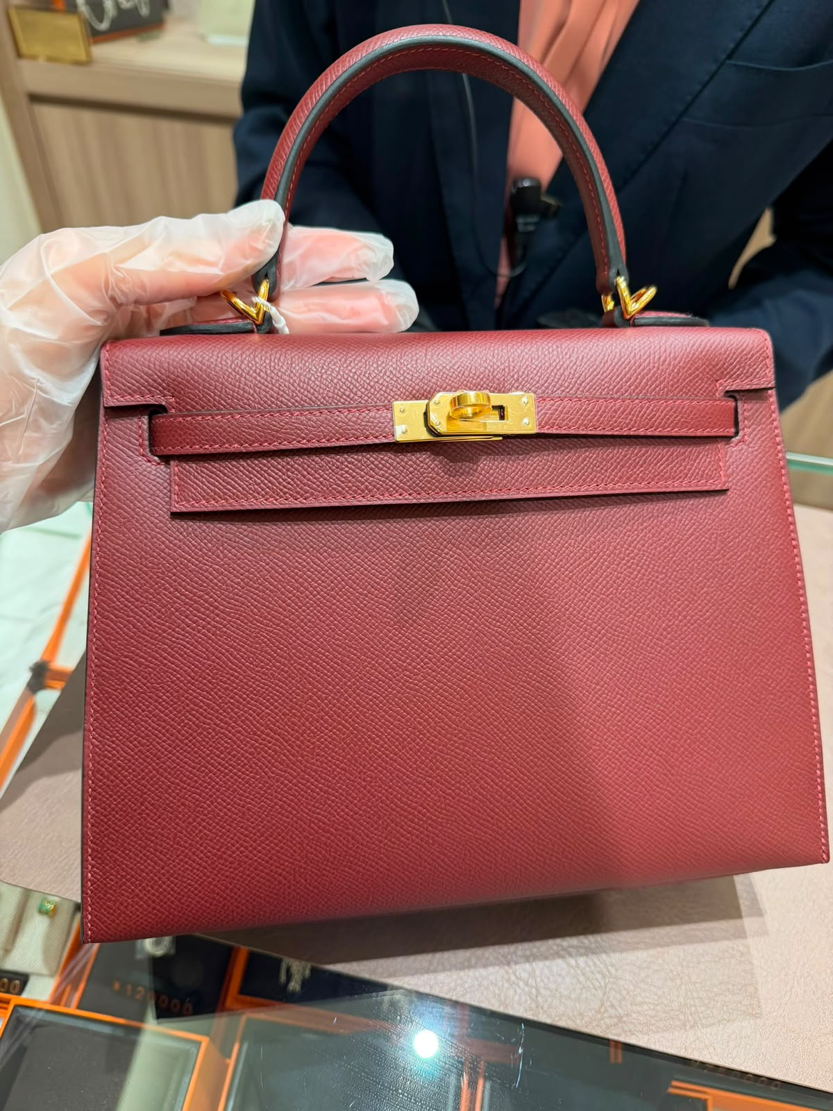 Hermes Kelly 25 Rouge H Epsom Gold hardware