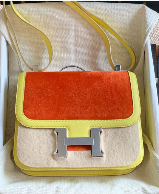 Hermes Constance 24 Paprika Doblis & Souffre Swift Palladium hardware