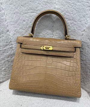 Hermes Kelly 25 chai matte alligator gold hardware