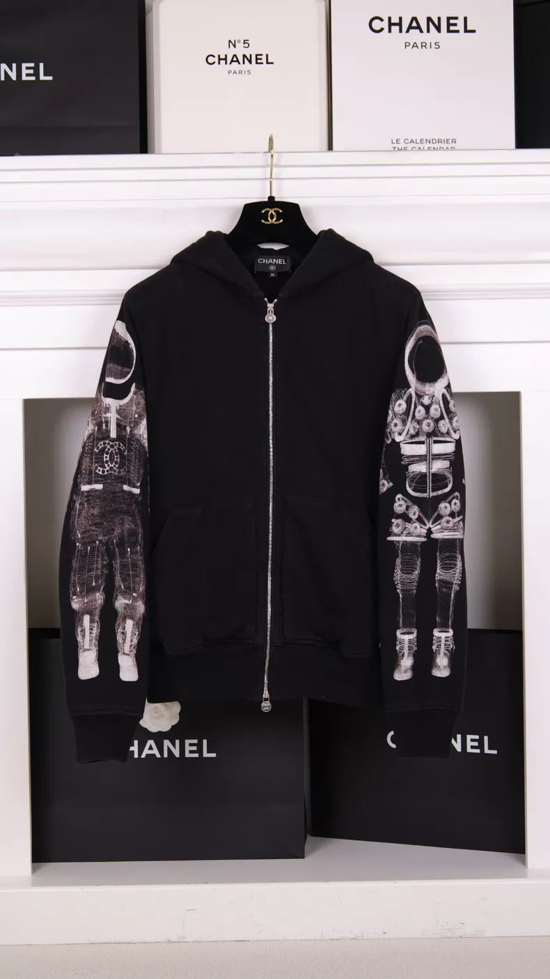 Chanel 17 Cosmonaut print zip-up hoodie