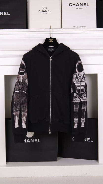 Chanel 17 Cosmonaut print zip-up hoodie