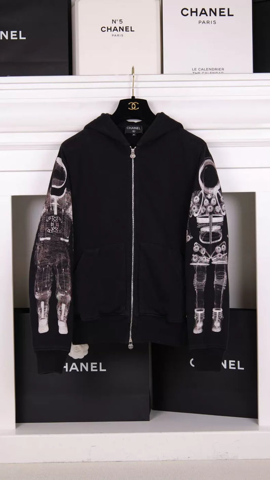 Chanel 17 Cosmonaut print zip-up hoodie