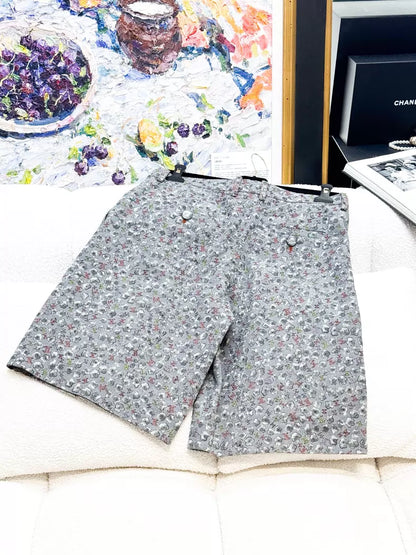 Chanel 25P grey floral shorts