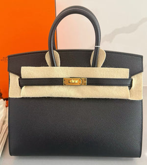 Hermes Birkin 25 Sellier Black Epsom Gold hardware