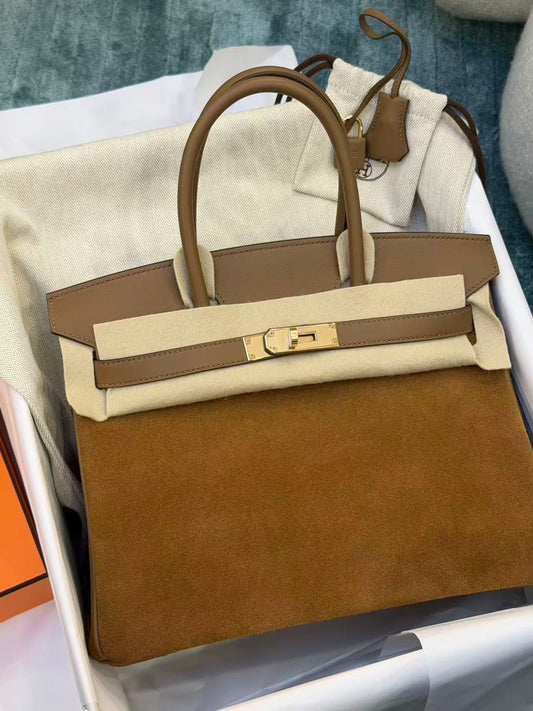 Hermes birkin 30 Alezan Swift & Chamois Grizzly Palladium hardware