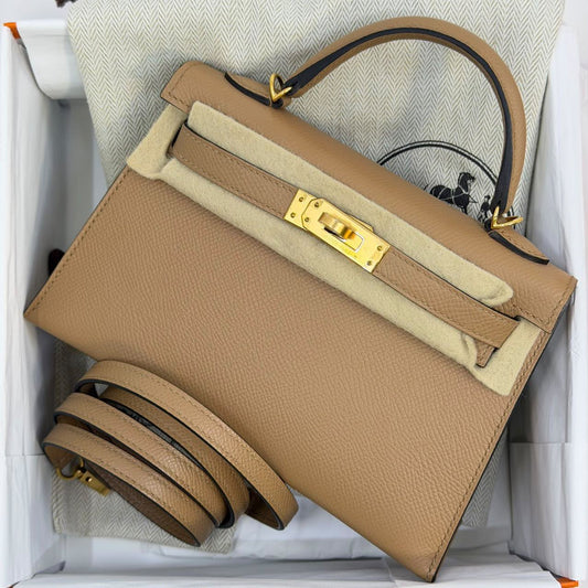 Hermes Mini Kelly 20 Chai Epsom Gold hardware