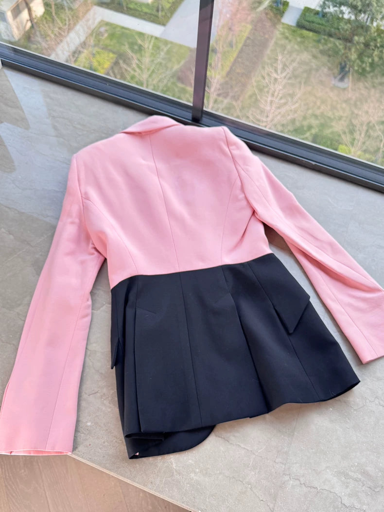 McQueen Early Spring New Black and Pink Fitted Blazer