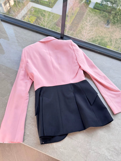 McQueen Early Spring New Black and Pink Fitted Blazer