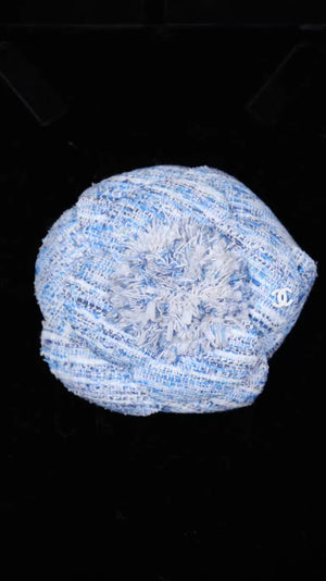 Chanel 15 Blue Tweed Brooch