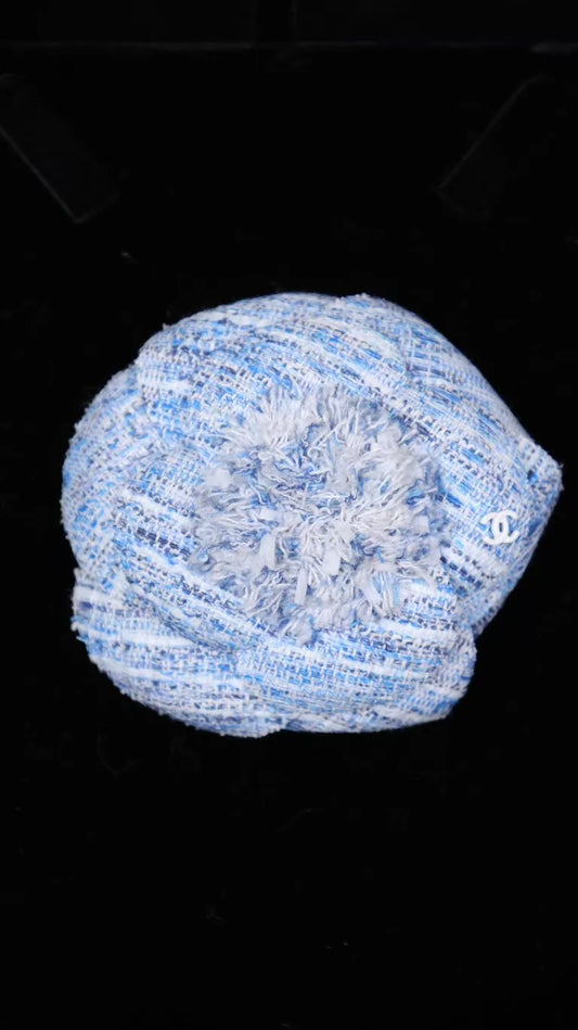 Chanel 15 Blue Tweed Brooch