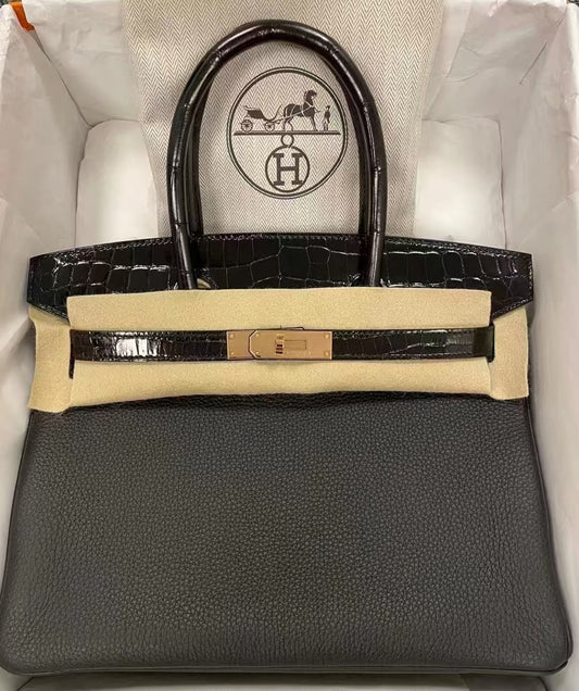 Hermes Birkin 30 Toich Shiny Niloticus/Togo Rose gold hardware
