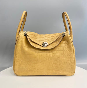 Hermes Lindy 30 Paille matte niloticus palladium hardware