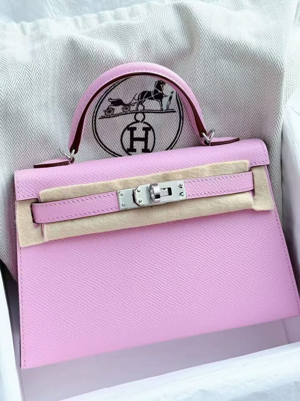 Hermès Mini Kelly 20 Mauve Sylvestre Epsom Palladium Hardware