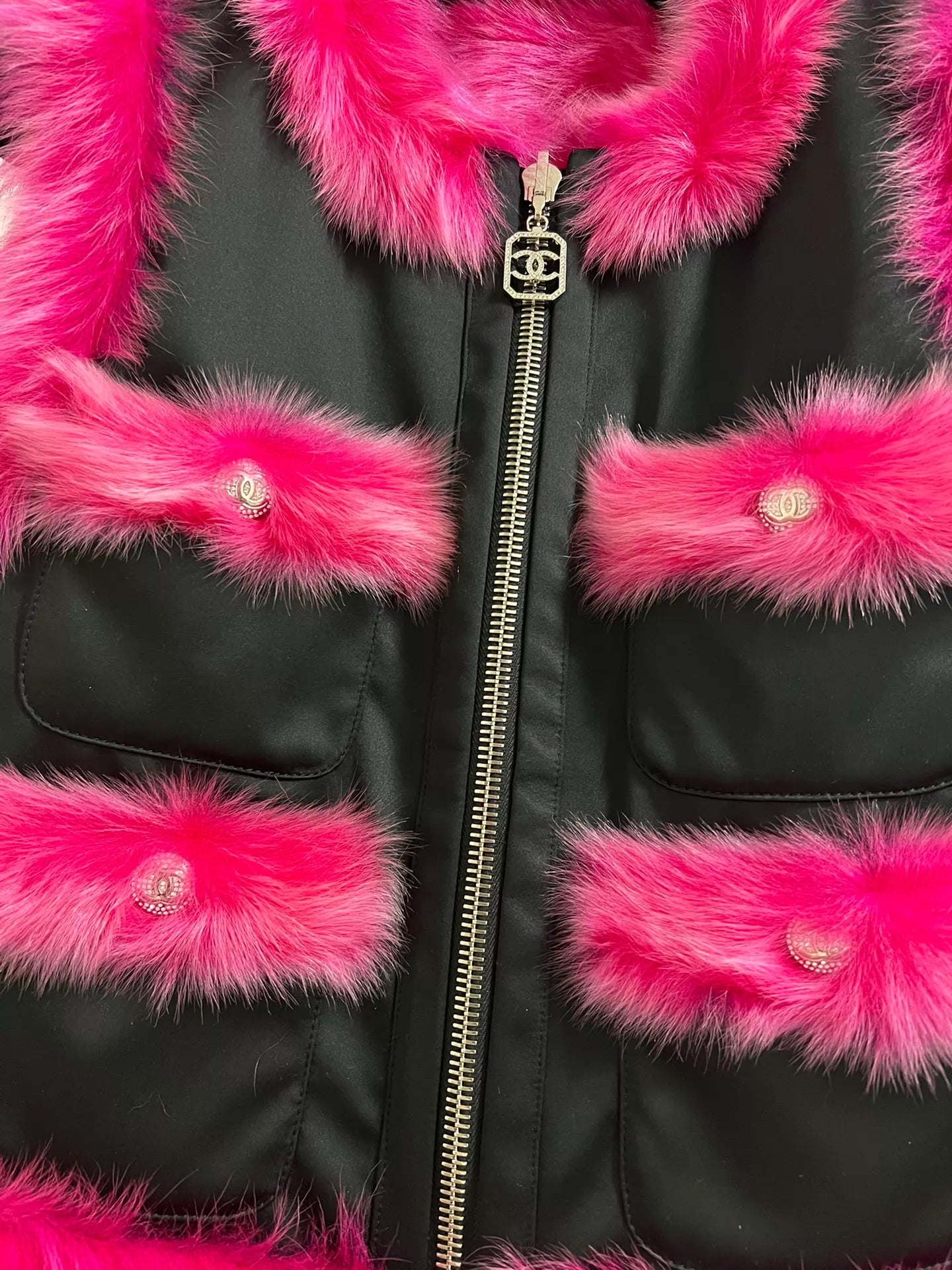 Chanel 23N Pink Reversible Fur Vest