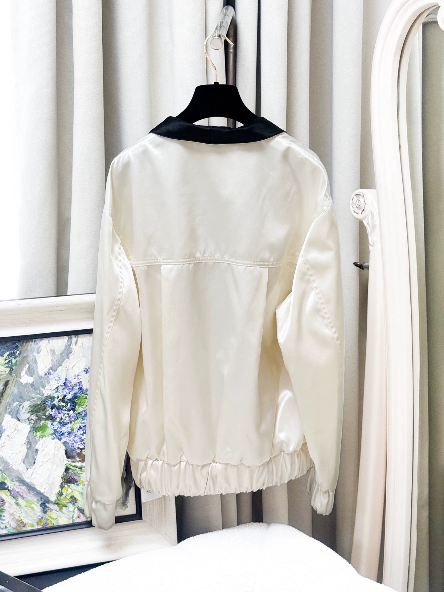 Chanel 21S white satin jacket