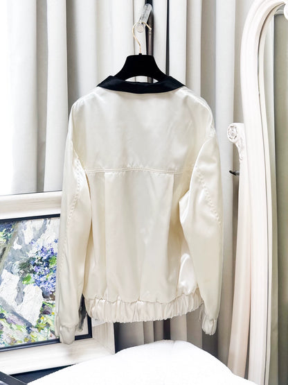 Chanel 21S white satin jacket