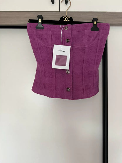 Chanel 23B purple strapless top