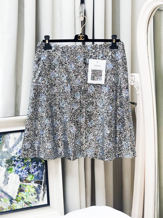 Chanel 24C silver midi skirt