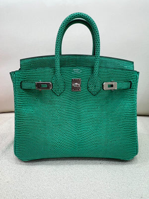 Hermes Birkin 25 menthe lizard palladium hardware