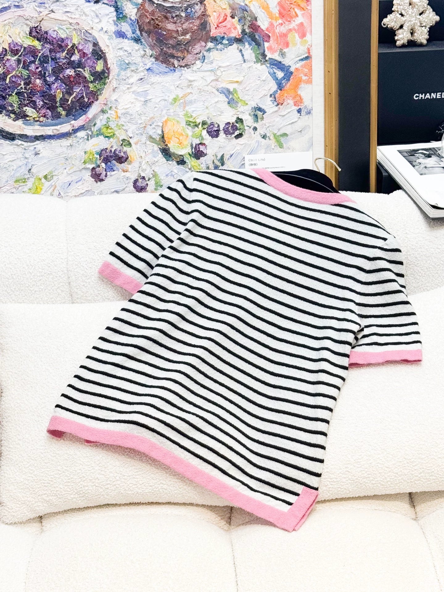 Chanel 24S pink and white T-shirt