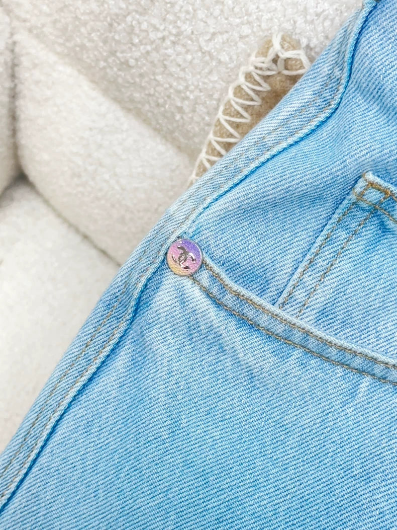 Chanel 24C blue denim shorts