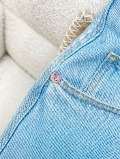 Chanel 24C blue denim shorts
