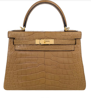 Hermes Kelly 28 Kraft Matte Alligator Gold hardware