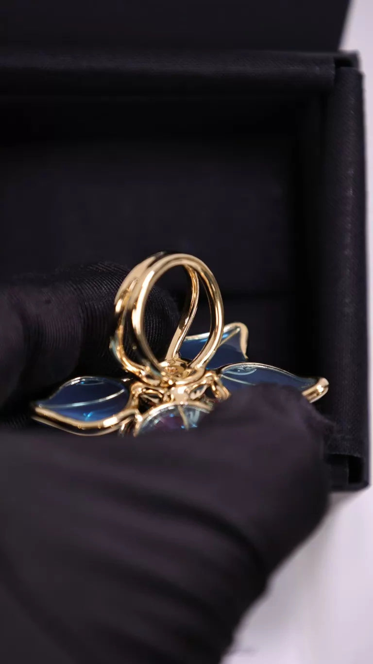 Chanel 26A Blue Glass Flower Ring