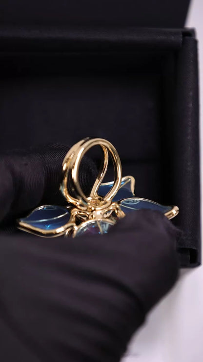 Chanel 26A Blue Glass Flower Ring